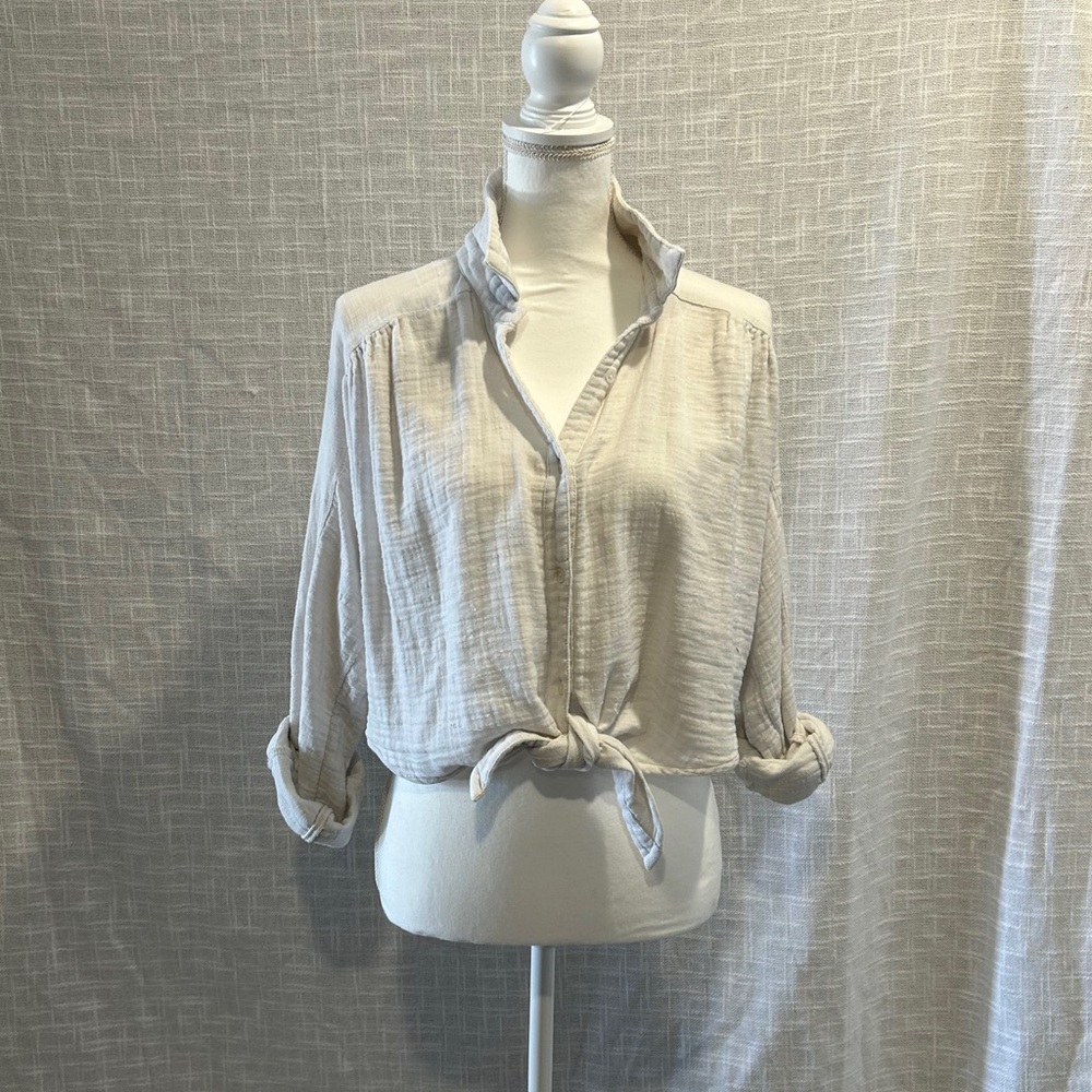 Billabong Cream Button-Down Crop Top